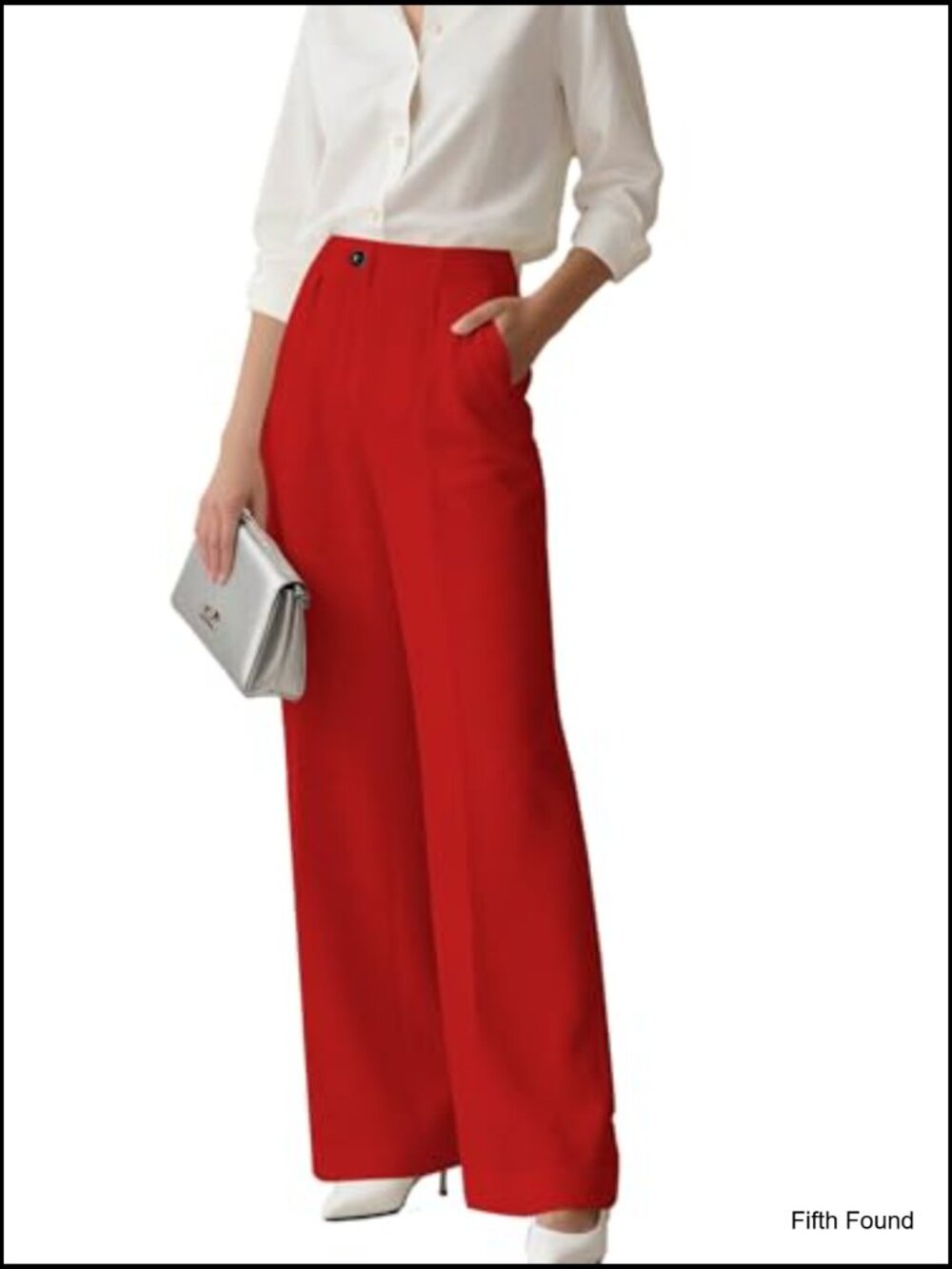 High Waist Wide Leg Pants Flowy Trousers Work Pants - Picture 4 of 5